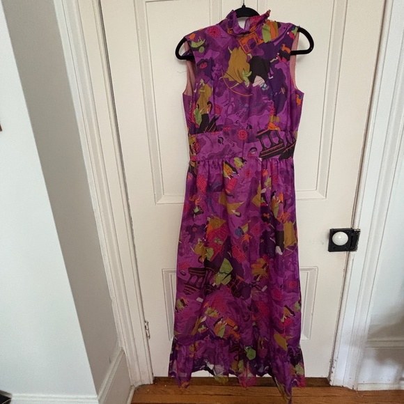 Hippy Style Long Dress with French Writing Size Medium by Nu-Mode - Picture 1 of 10